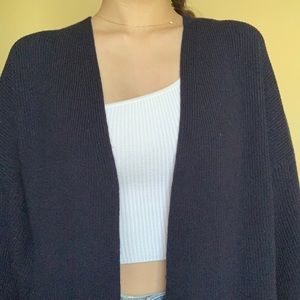 OAK+FORT Navy Rib-knit Oversized Cardigan